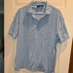 Men's Blue Patterned Polo Shirt by Jos A Banks size Large
EUC